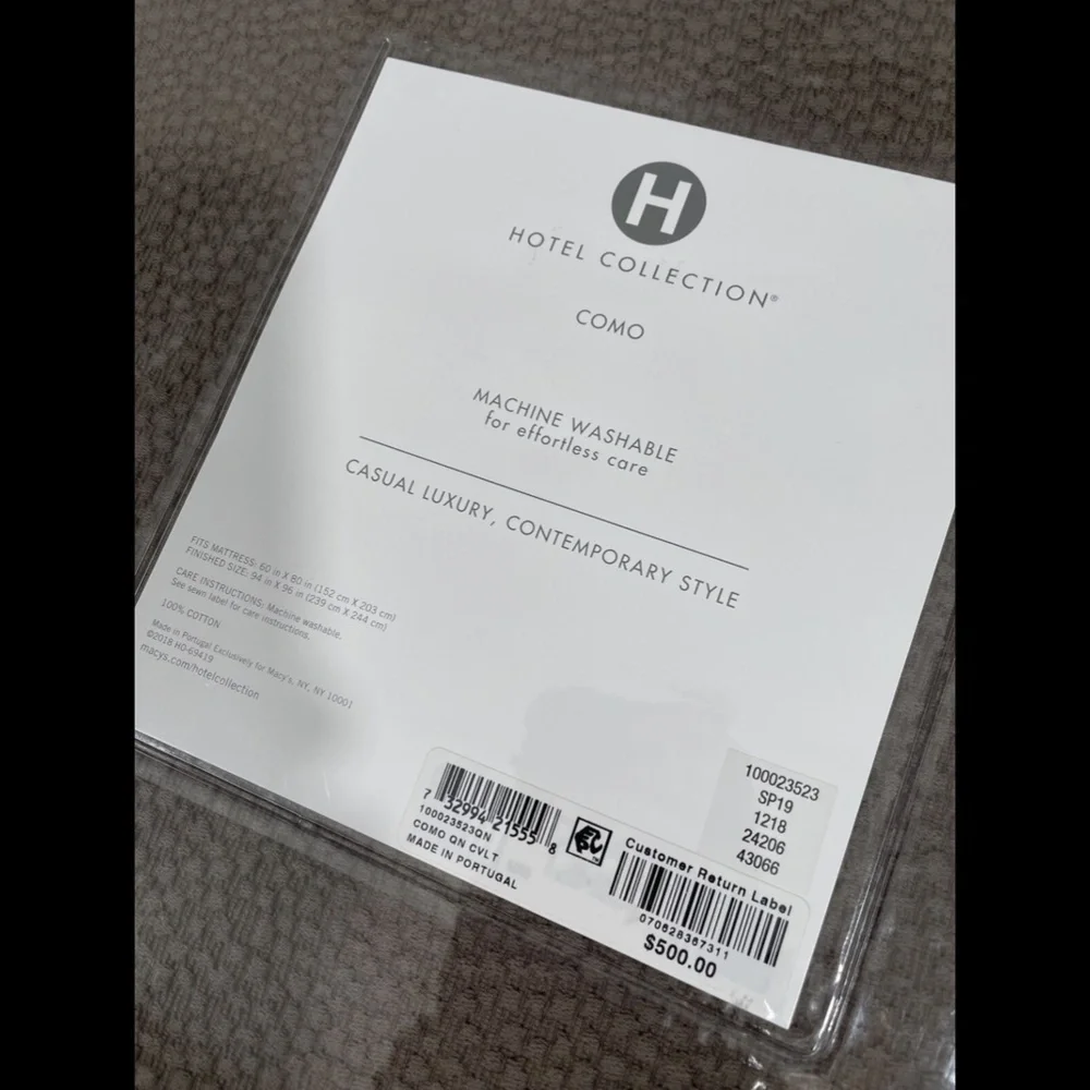 NIB Hotel Collection Como (1)‎ Full/Queen Coverlet Blanket